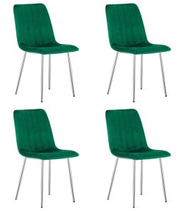 Krzesło LAVA - aksamit zieleń / nogi chrom x 4