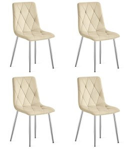 Krzesło LIBRA - aksamit beż jasny / nogi chrom x 4