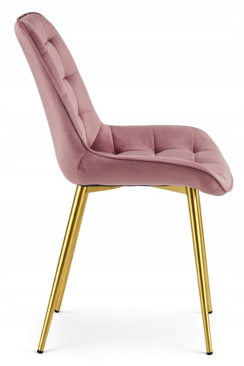 Krzesło BERA - aksamit róż ciemny / nogi złote x 4