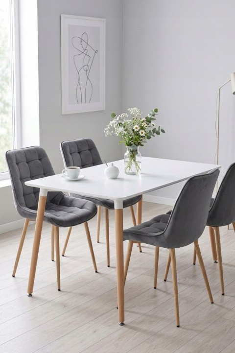 Krzesło BERA - aksamit szary ciemny / nogi dąb x 2