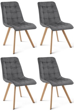 Krzesło CIEZA - aksamit szary ciemny / nogi dąb x 4