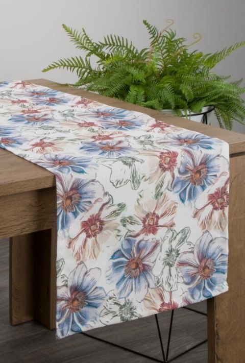 OBRUS FLORE 7 40 X 180 CM BIAŁY