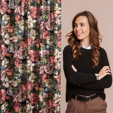 ZASŁONA GOTOWA PEONIA NA TAŚMIE 140 X 270 CM BORDOWY