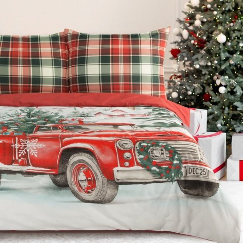 ŚWIĄTECZNY KOMPLET POŚCIELI XMAS 160 X 200 CM CZERWONY