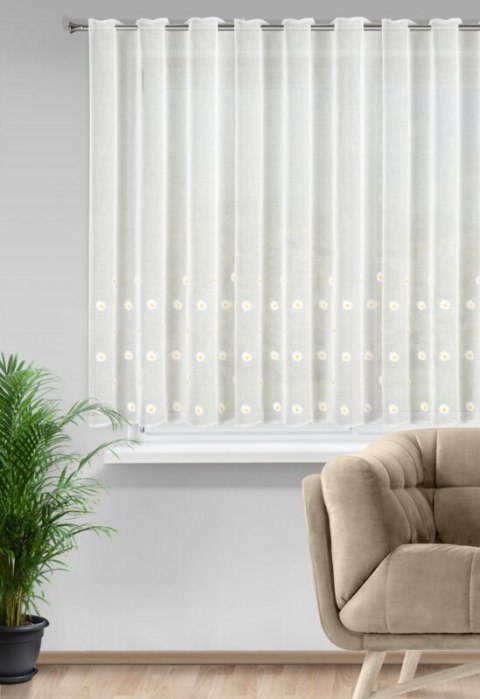 FIRANA GOTOWA BELLIS NA TAŚMIE 350 X 145 CM BIAŁY