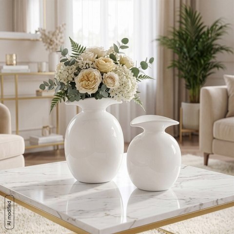 WAZON DEKORACYJNY SONIA (01) 15 X 13 X 21 CM BIAŁY