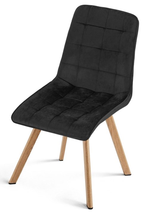 Krzesło CIEZA - aksamit czarny / nogi dąb x 3