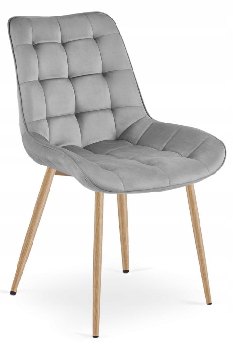 Krzesło BERA - aksamit szary jasny / nogi dąb x 2