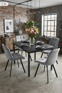 Krzesło SORIA - aksamit szary jasny / nogi czarne x 3