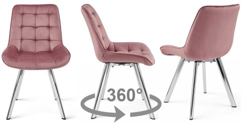 Krzesło SORIA 360 - aksamit róż ciemny / nogi chrom x 2