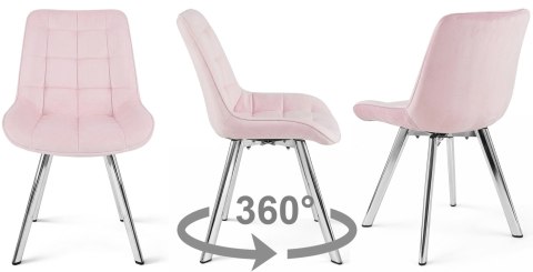 Krzesło SORIA 360 - aksamit róż jasny / nogi chrom x 4
