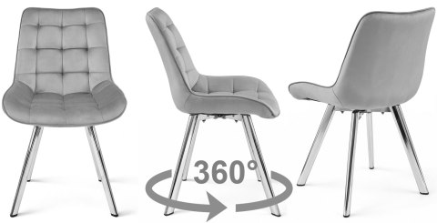 Krzesło SORIA 360 - aksamit szary jasny / nogi chrom x 4