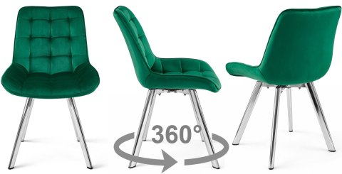 Krzesło SORIA 360 - aksamit zieleń / nogi chrom x 2