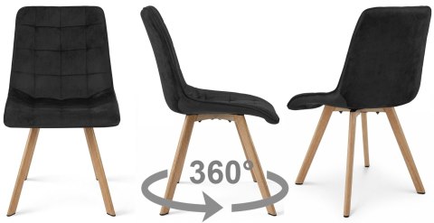 Krzesło CIEZA 360 - aksamit czarny / nogi dąb x 3
