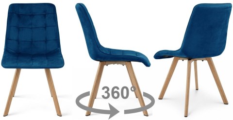 Krzesło CIEZA 360 - aksamit granat / nogi dąb x 2