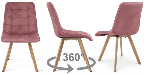 Krzesło CIEZA 360 - aksamit róż ciemny / nogi dąb x 2