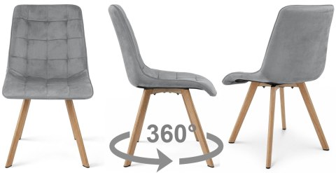 Krzesło CIEZA 360 - aksamit szary jasny / nogi dąb x 3