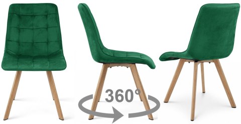 Krzesło CIEZA 360 - aksamit zieleń / nogi dąb x 4