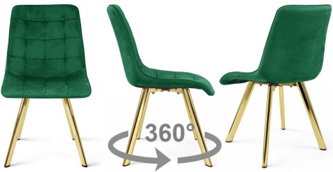 Krzesło CIEZA 360 - aksamit zieleń / nogi złote x 2