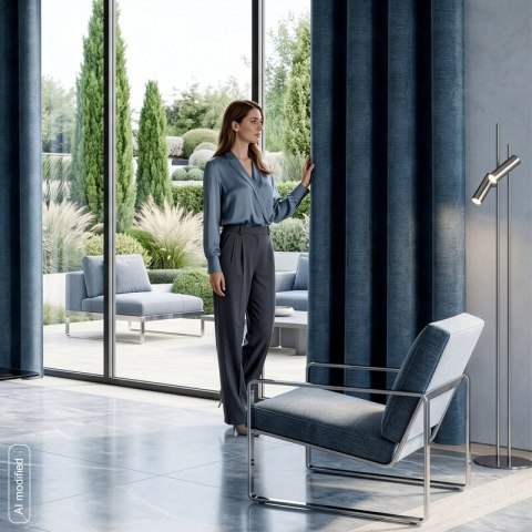ZASŁONA GOTOWA VANI 140 X 250 CM CIEMNONIEBIESKI