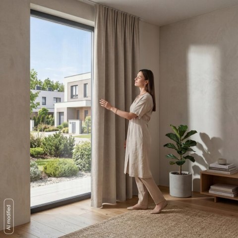ZASŁONA GOTOWA VELMA NA TAŚMIE 140 X 270 CM CIEMNOBEŻOWY