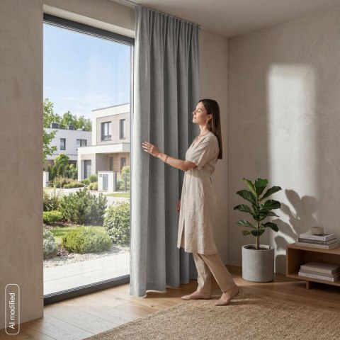 ZASŁONA GOTOWA VELMA NA TAŚMIE 140 X 270 CM CIEMNOSTALOWY