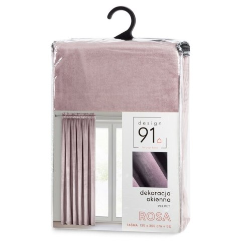 ZASŁONA GOTOWA D91 ROSA NA TAŚMIE 135 X 300 CM PUDROWY RÓŻ