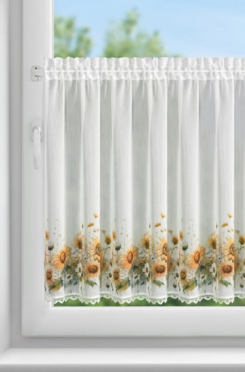 FIRANA GOTOWA SUNFLOWER NA TAŚMIE 150 X 70 CM BIAŁY