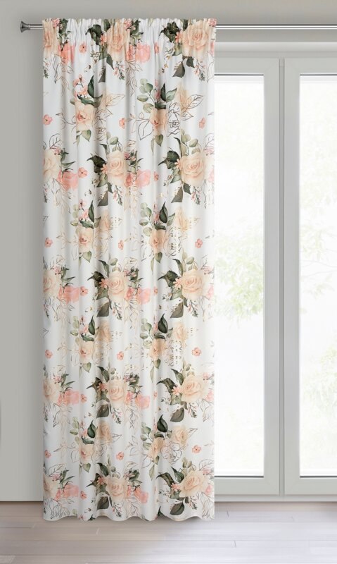 ZASŁONA GOTOWA ROSE NA TAŚMIE 135 X 270 CM BIAŁY