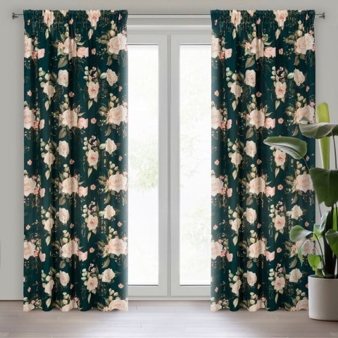 ZASŁONA GOTOWA ROSE NA TAŚMIE 135 X 270 CM CIEMNOZIELONY