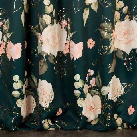 ZASŁONA GOTOWA ROSE NA TAŚMIE 135 X 270 CM CIEMNOZIELONY