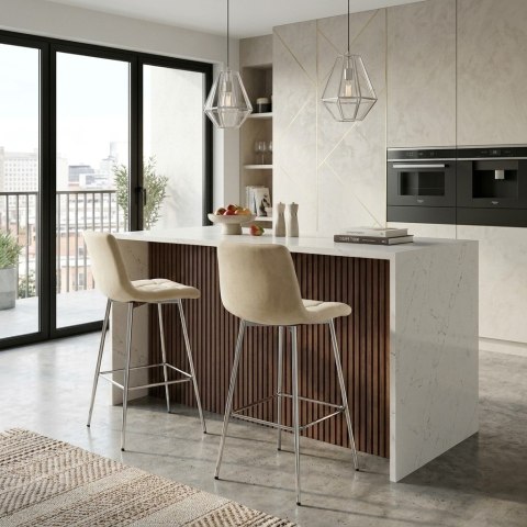 Hoker ARCETO - aksamit beż jasny / nogi chrom x 1