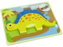 Drewniane Puzzle Dinozaur Stegosaurus Żółty Oviraptor Żółty