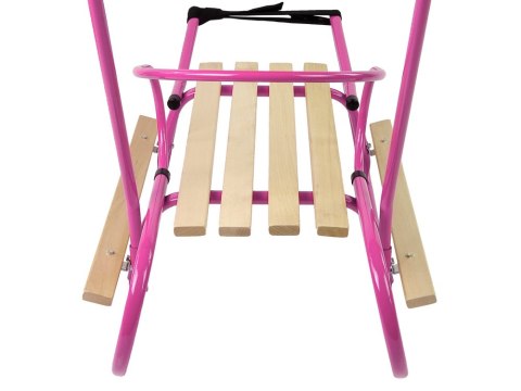 Sanki Metalowe z Pchaczem Oparcie Pasek Różowe