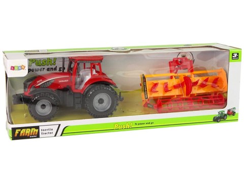 Traktor z Kultywatorem Napęd Frykcyjny Czerwony Traktor z Kultywatorem Napęd Frykcyjny Czerwony