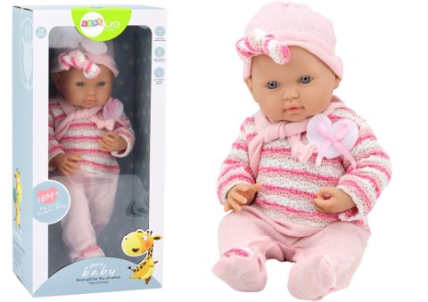 Lalka Bobas Sweterek w Paski Czapeczka Szalik Różowy Lalka Bobas Sweterek w Paski Czapeczka Szalik Różowy