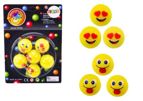 Zestaw Piłeczek Kauczukowych Emoji Żółte 6 Szt Zestaw Piłeczek Kauczukowych Emoji Żółte 6 Szt