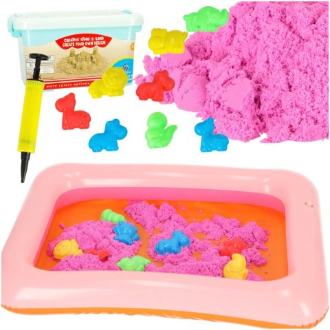 Piasek dla dzieci w wiaderku 1kg foremki różowy