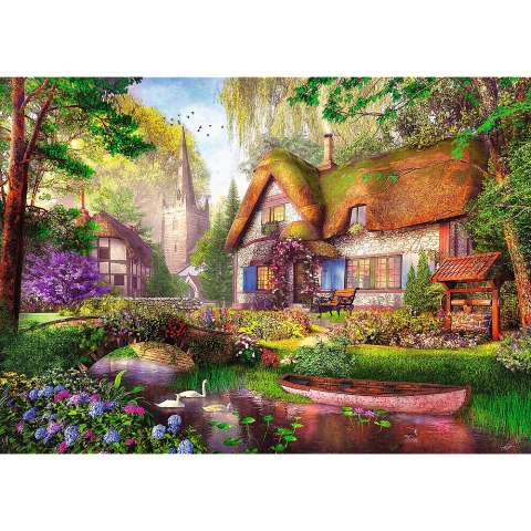 Puzzle- 1000 Premium Plus - Tea Time: Urocza chatka w lesie Trefl 10804