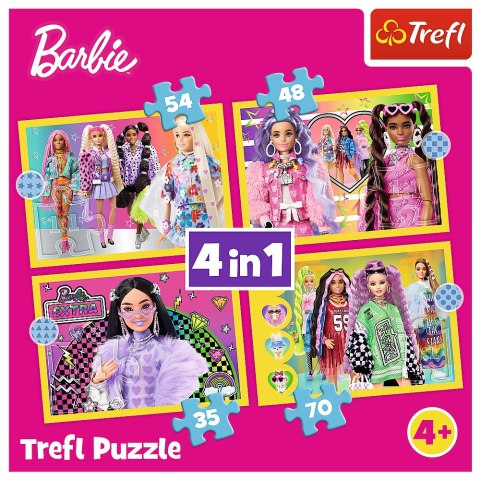 Puzzle - 4w1 - Wesoły świat Barbie / Mattel, Barbie 34626
