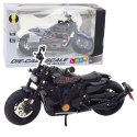 Motocykl Chopper Metalowy Światła Dźwięki Czarny Złote Elementy 1:12