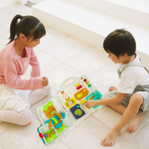 Tablica manipulacyjna sensoryczna montessori walizka pokrętła miś XXL światło dźwięk