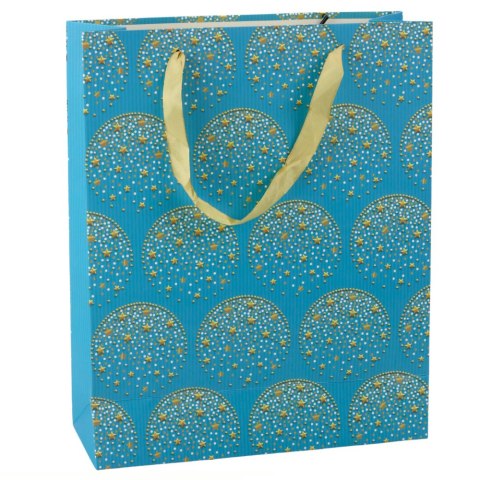 Torba Prezentowa Elegancka Złote Gwiazdki Niebieska 32 x 26 x 12 cm Torba Prezentowa Elegancka Złote Gwiazdki Niebieska 32 x 26 x 12 cm