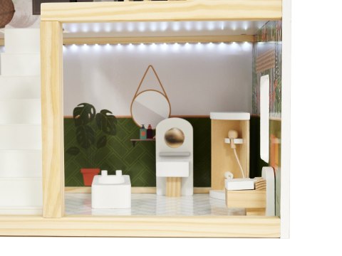 Duży Domek dla Lalek Drewniany XXL Boho LED 78cm LULILO FLORO + Mebelki Prezent dla Dziewczynki