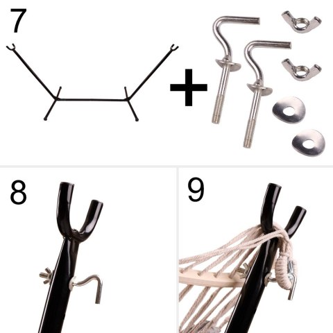 Hamak ze stelażem ogrodowy huśtawka stelaż stojak do hamaka duży mocny + pokrowiec 247cm 100kg