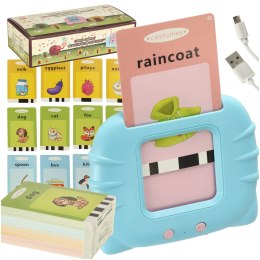 Nauka języka angielskiego czytnik kart do nauki słówek fiszki niebieski