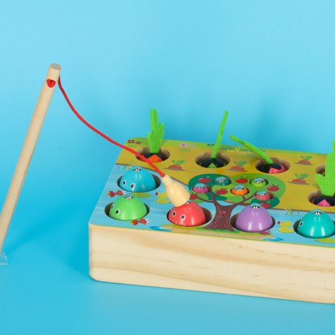 Gra drewniana montessori łowienie rybek marchewki robaczki