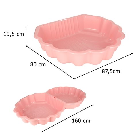 Piaskownica zamykana basen Muszelka Twins podwójna 2w1 160x87,5x19,5cm różowa
