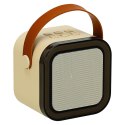 Zestaw do karaoke głośnik Bluetooth 2 mikrofony USB LED 6W beżowy