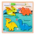 Układanka Tablica 2w1 Drewniana Edukacyjna Dinozaury Pisak